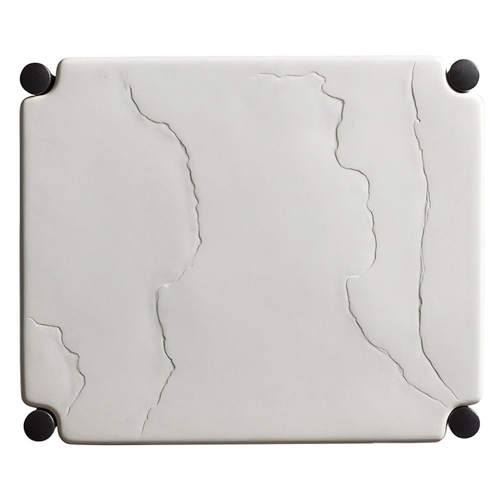 Pavlova French Ivory Stone Top Metal Rectangular Outdoor End Table|