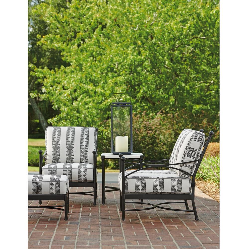 Pavlova French Ivory Stone Top Metal Rectangular Outdoor End Table|