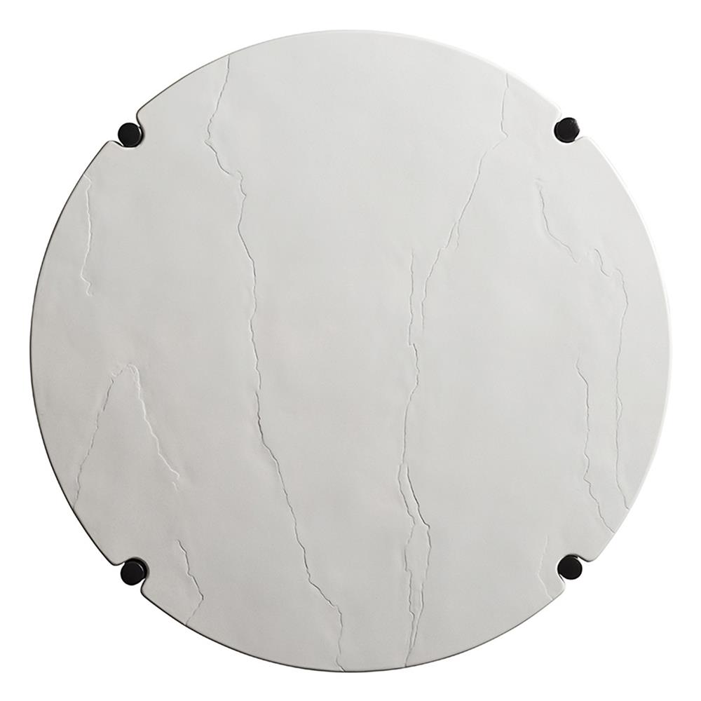 Pavlova French Ivory Stone Top Metal Round Outdoor Coffee Table|
