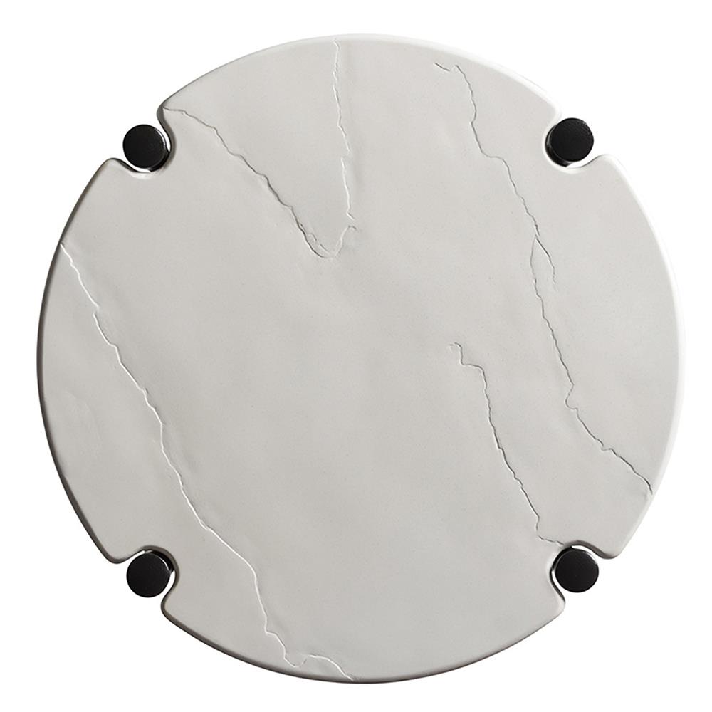 Pavlova French Ivory Stone Top Metal Round Outdoor End Table|