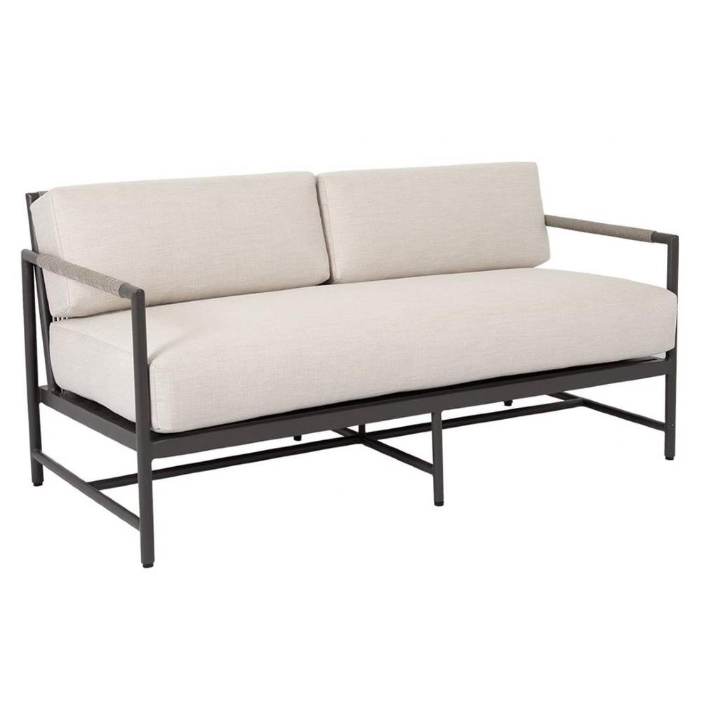 Aurora Mid Century Ash Cushion Graphite Aluminum Outdoor Loveseat|