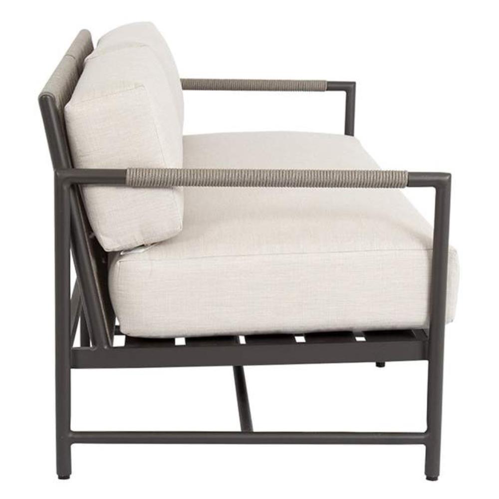 Aurora Mid Century Ash Cushion Graphite Aluminum Outdoor Loveseat|