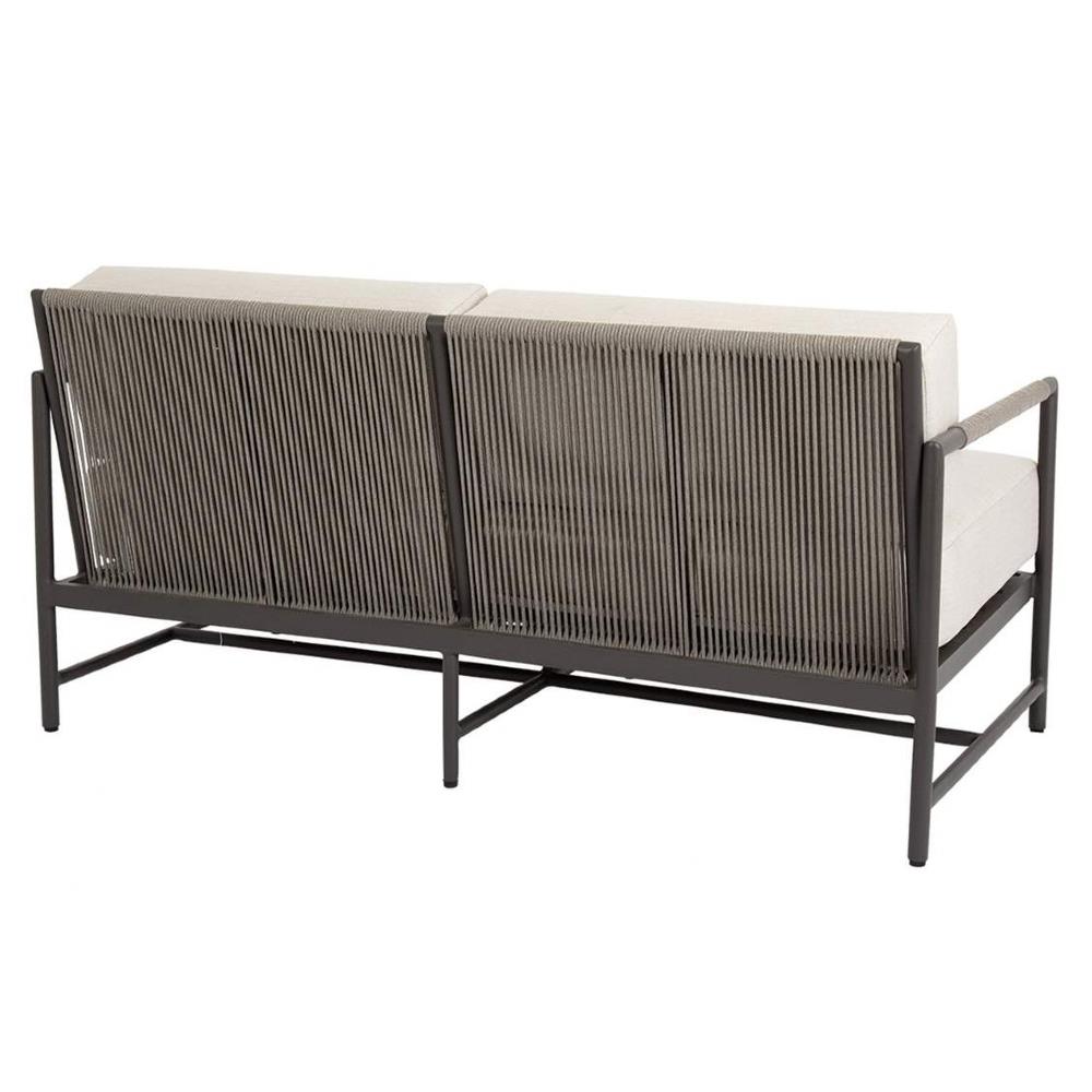 Aurora Mid Century Ash Cushion Graphite Aluminum Outdoor Loveseat|