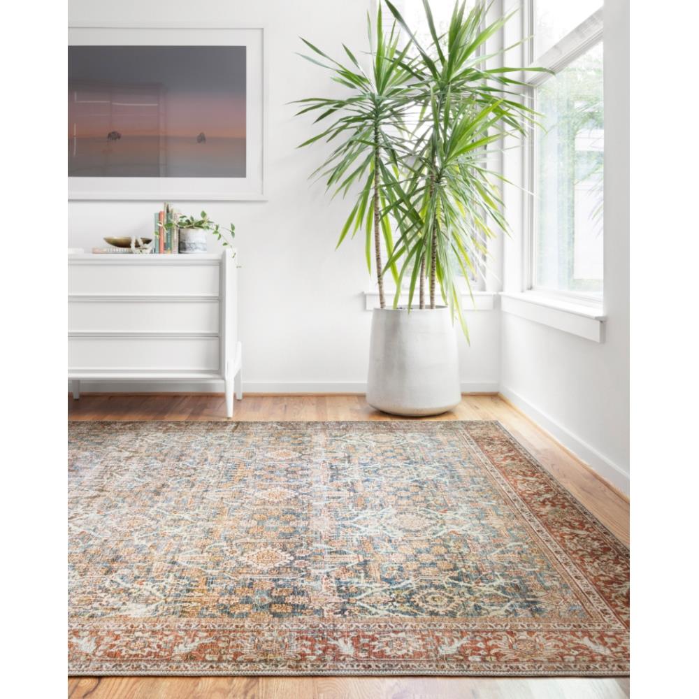 Layla Global Bazaar Rust Orange Blue Patterned Rug - 3'6"x5'6"|