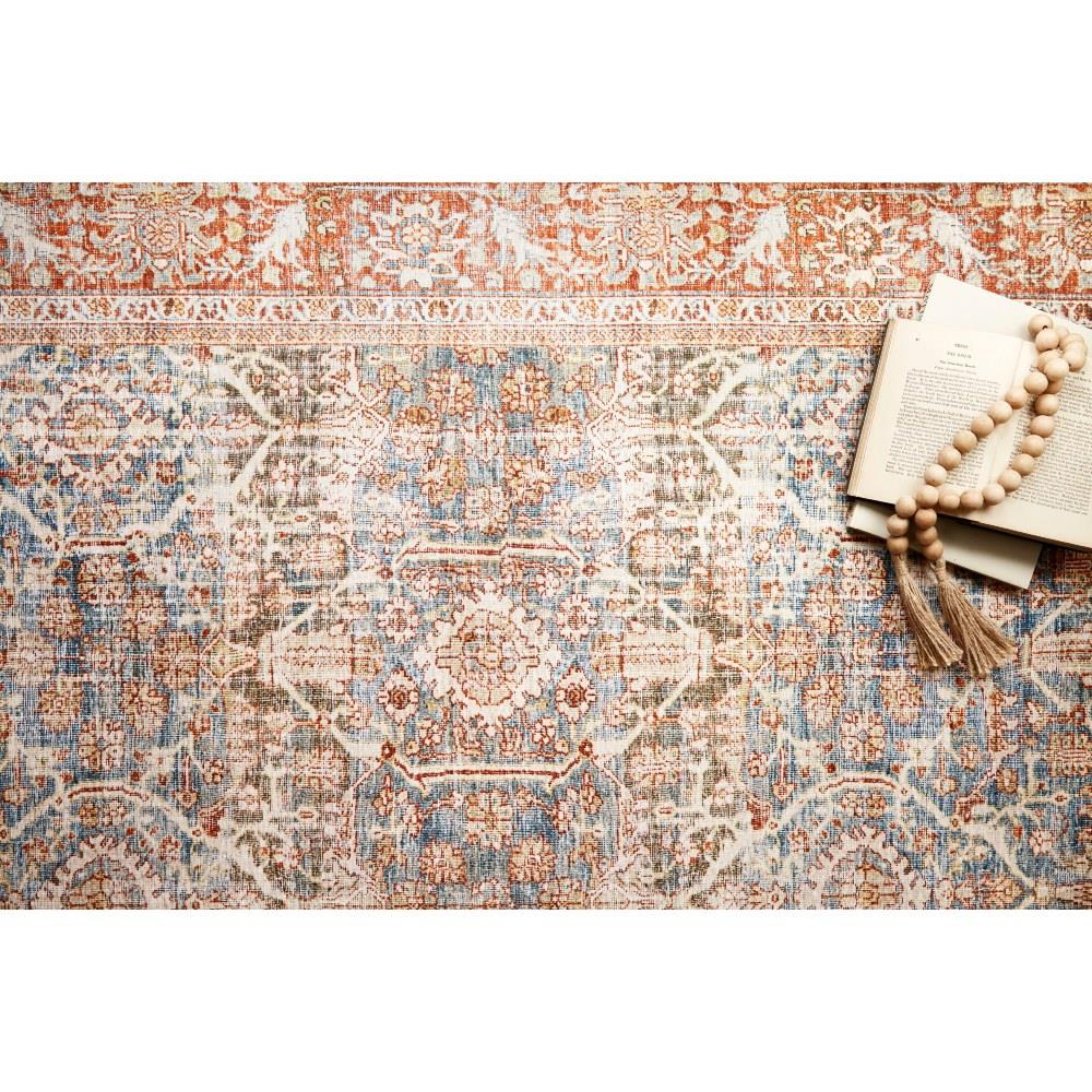 Layla Global Bazaar Rust Orange Blue Patterned Rug - 3'6"x5'6"|