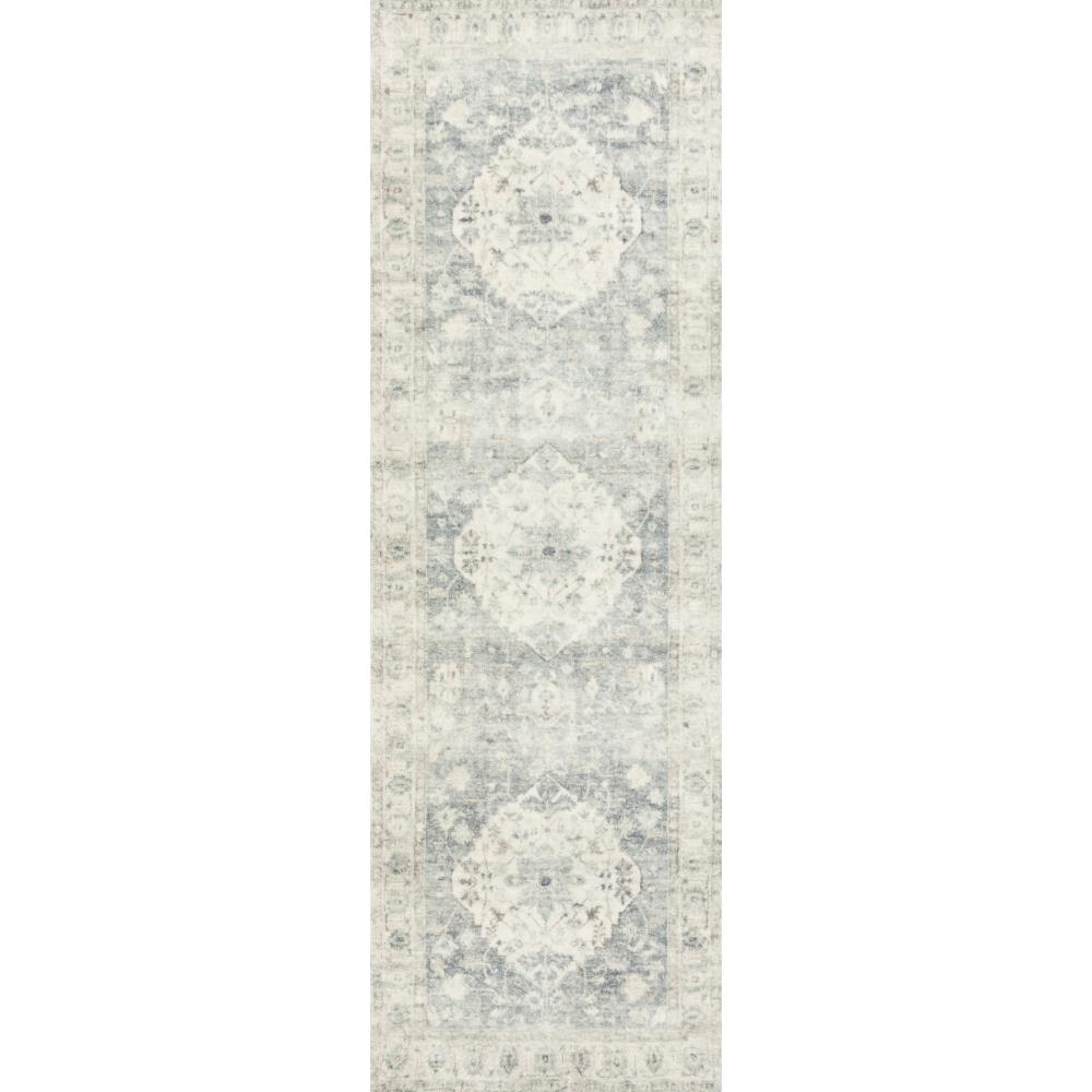 Rosette French Country Blue Medallion Patterned Rug - 5'x7'6"|