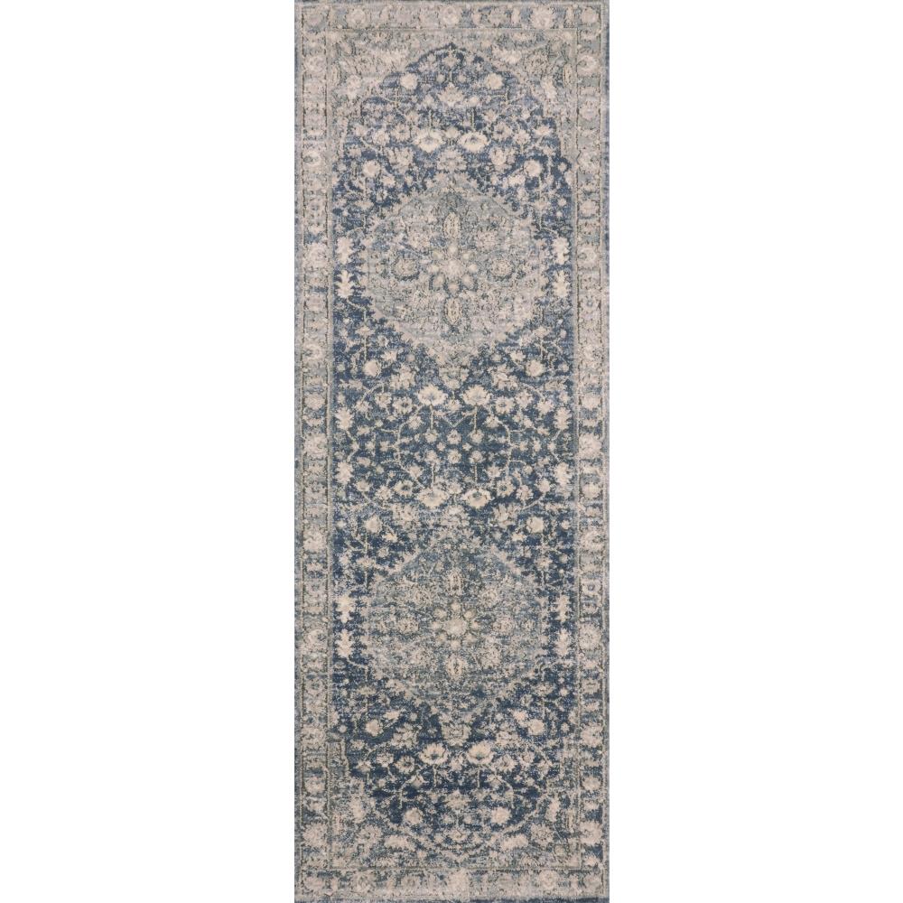 Teagan Global Bazaar Blue Grey Floral Patterned Rug - 3'4"x5'7"|