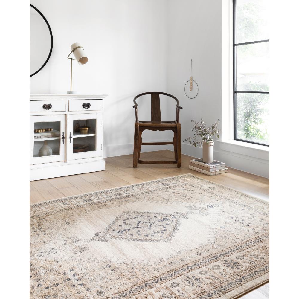 Teagan French Country Brown Floral Patterned Rug - 3'4"x5'7"|