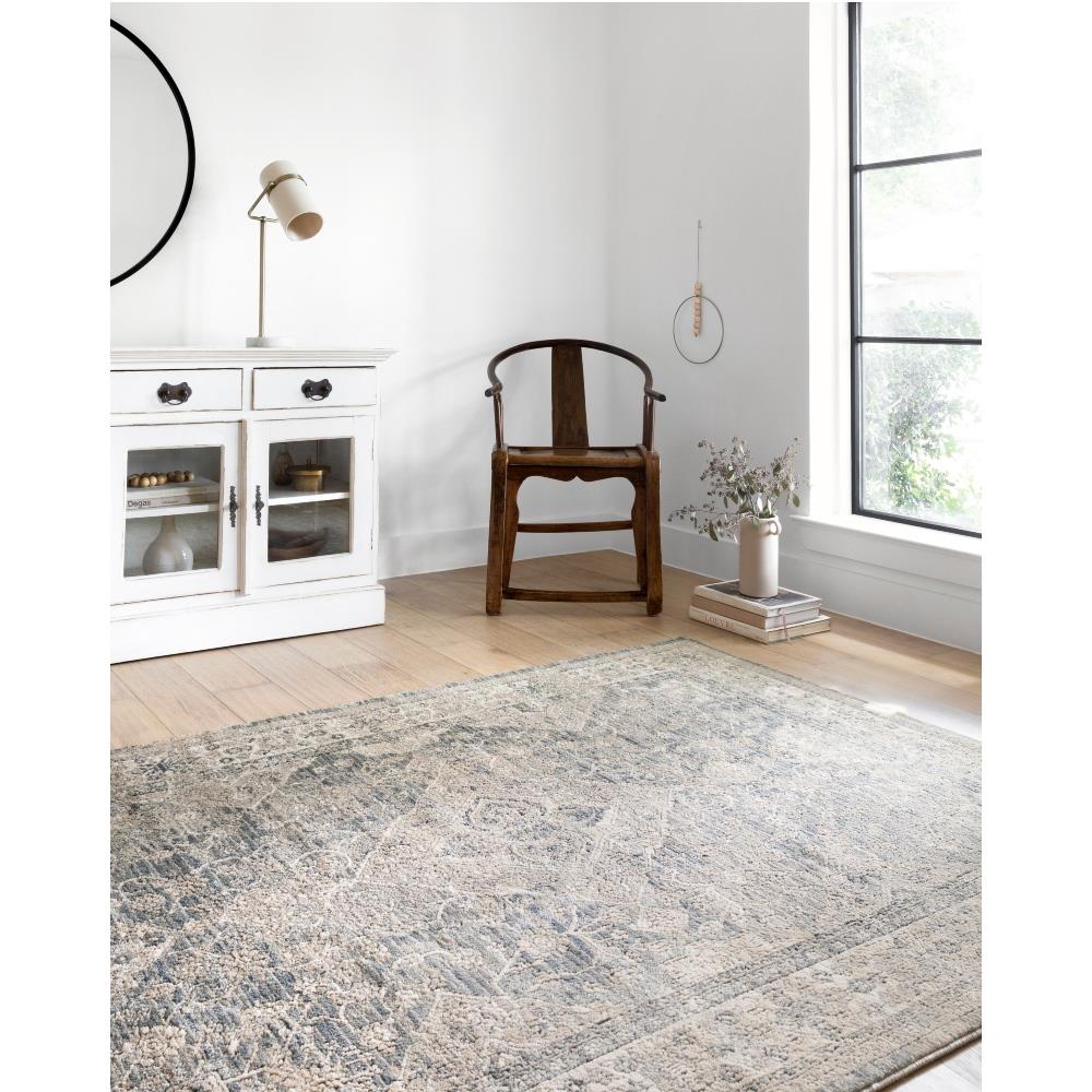 Teagan Global Bazaar Beige Blue Floral Patterned Rug - 3'4"x5'7"|