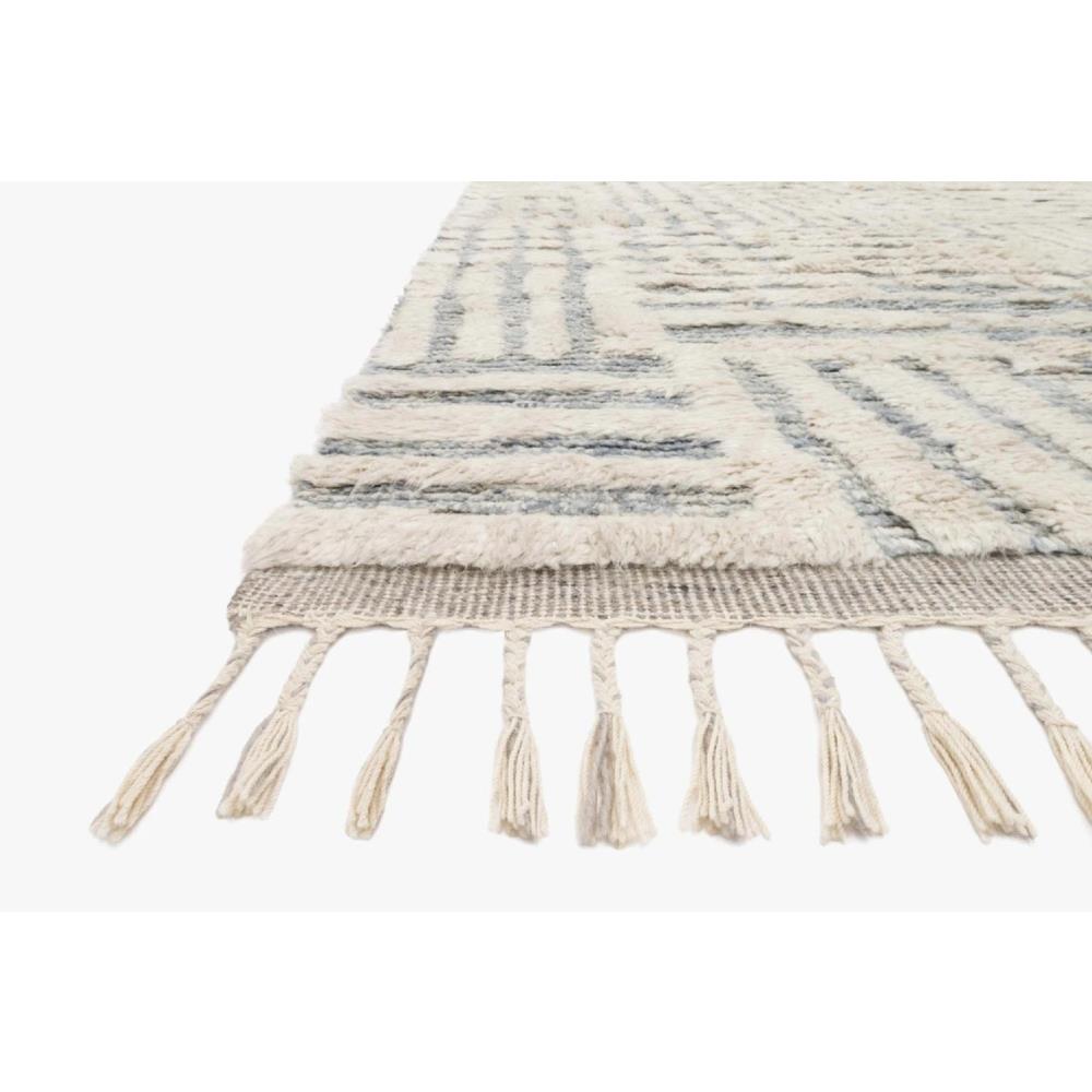 Jaxx Modern Classic Ivory Grey Wool Linear Patterned Shag Rug - 4'x6'|