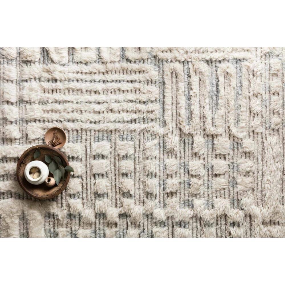 Jaxx Modern Classic Ivory Grey Wool Linear Patterned Shag Rug - 4'x6'|