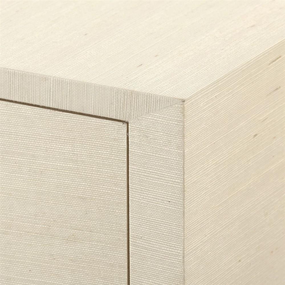 Meredith Modern Classic Beige Grasscloth Wood Media Cabinet|