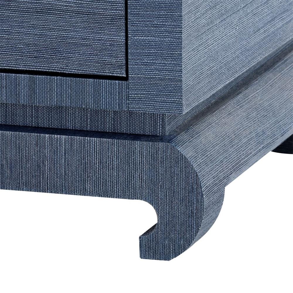 Meredith Modern Classic Blue Grasscloth Wood Media Cabinet|