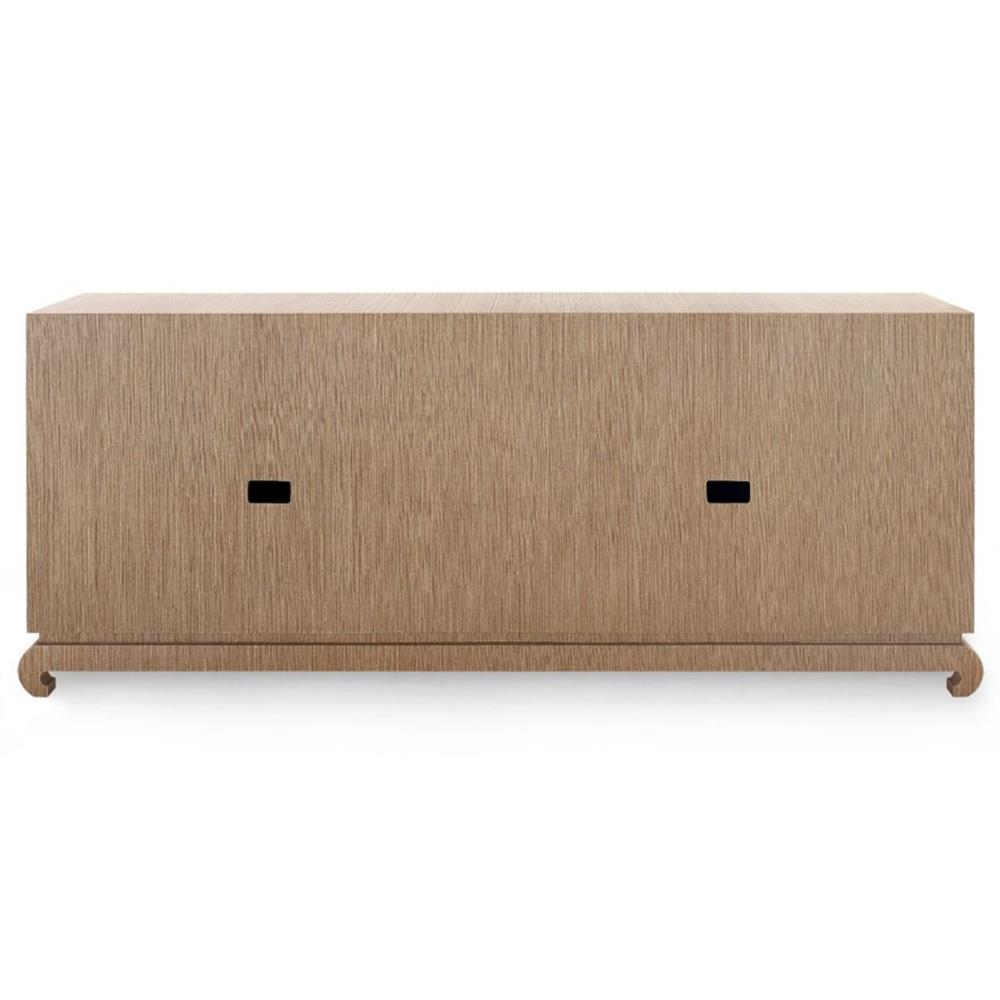 Meredith Modern Classic Brown Grasscloth Wood Media Cabinet|