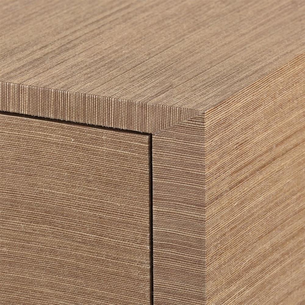 Meredith Modern Classic Brown Grasscloth Wood Media Cabinet|