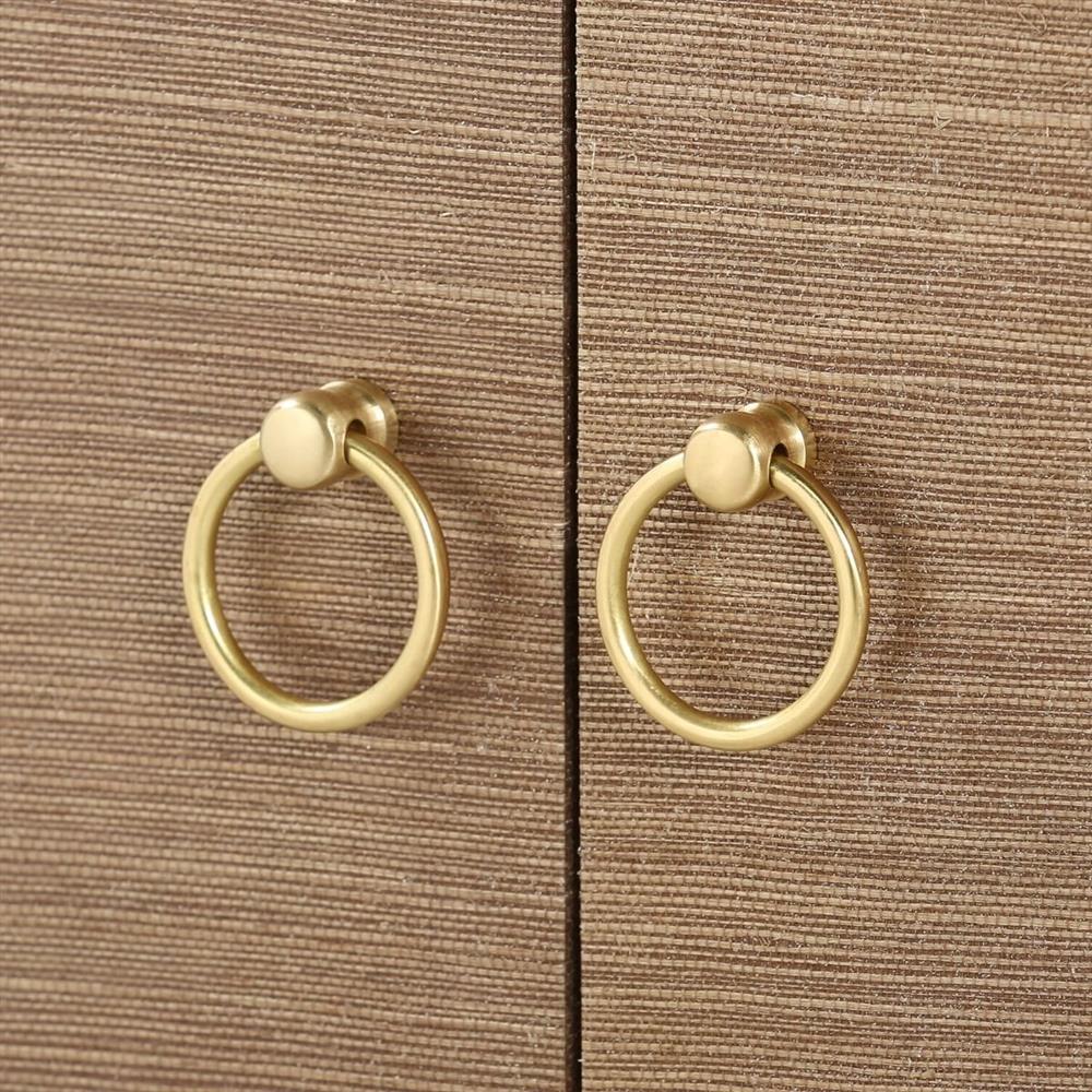 Meredith Modern Classic Brown Grasscloth Wood Media Cabinet|