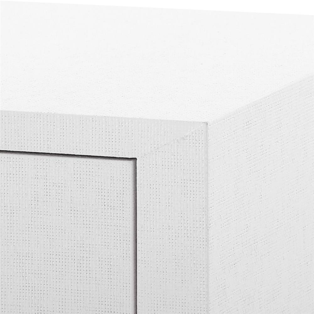 Meredith Modern Classic White Grasscloth Wood Media Cabinet|