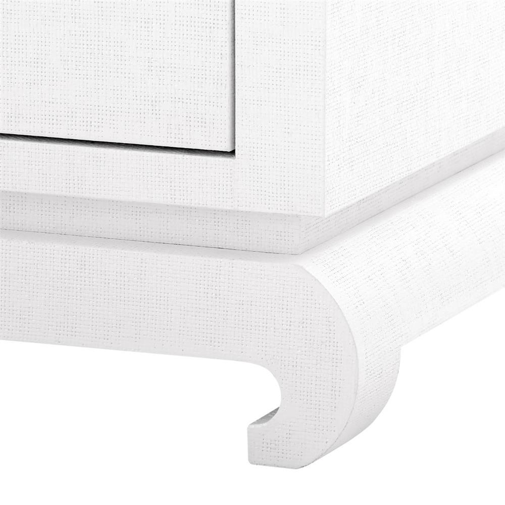 Meredith Modern Classic White Grasscloth Wood Media Cabinet|