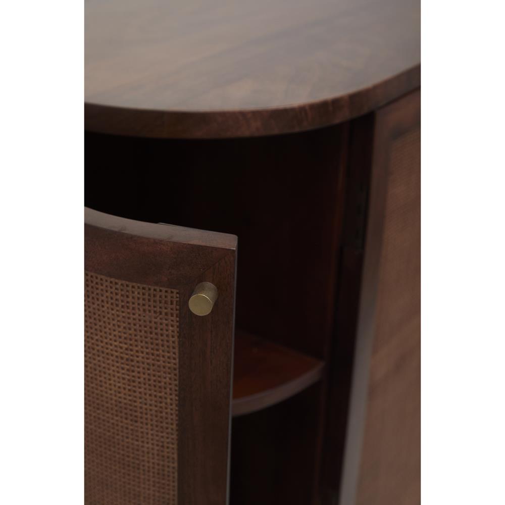 Daphne Mid Century Dark Acacia Wood Woven Cane Rattan Sideboard|