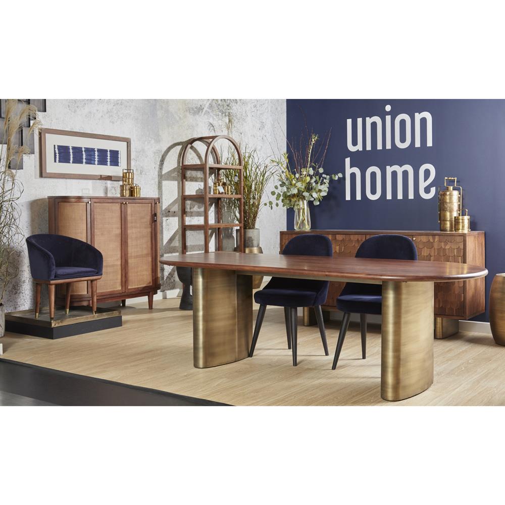 Daphne Mid Century Dark Acacia Wood Woven Cane Rattan Sideboard|