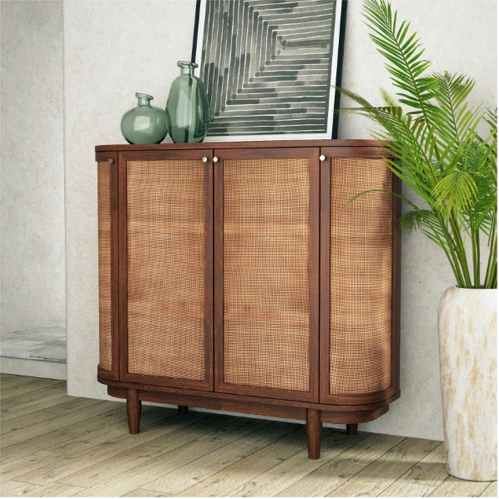 キャビネット・サイドボード Cane Weave Rattan Cabinet Amazon.com: RARZOE Rattan Sideboard Buffer Cabinet,Accent
