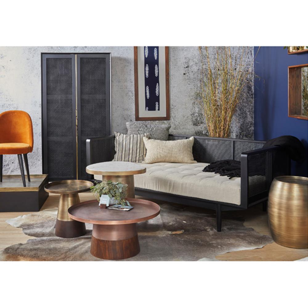 Zelda Industrial Loft Antique Brass Mild Steel Barrel Side Table|