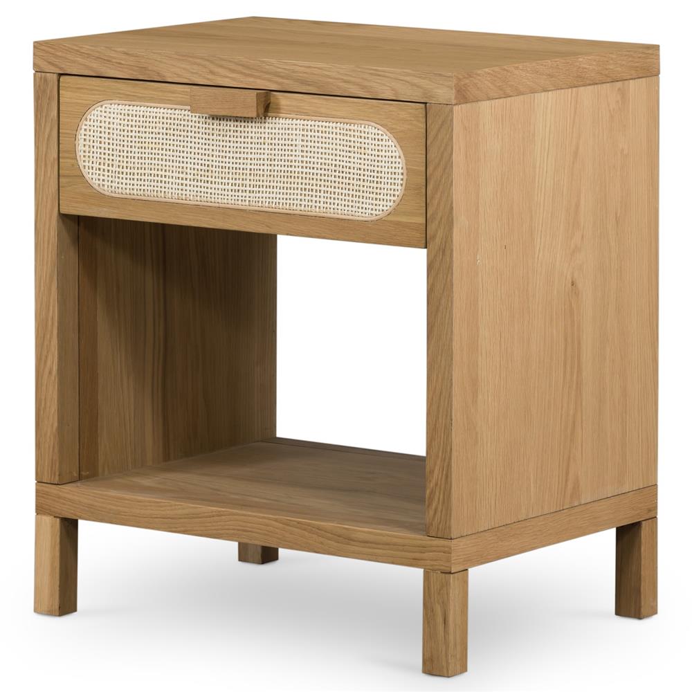 Allie Coastal Light Brown Oak Wood Nightstand|
