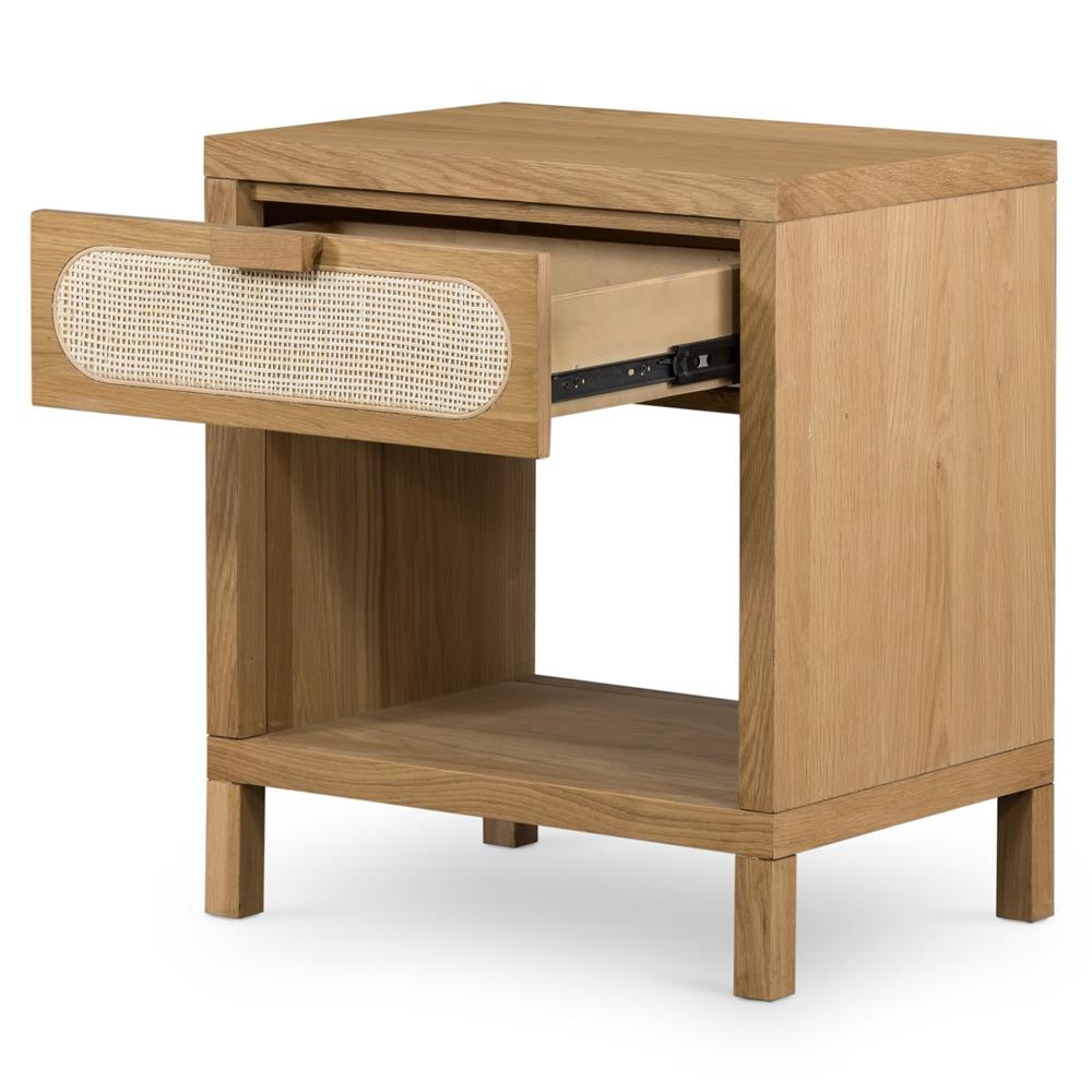 Allie Coastal Light Brown Oak Wood Nightstand|