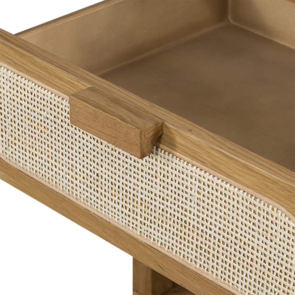 Allie Coastal Light Brown Oak Wood Nightstand|