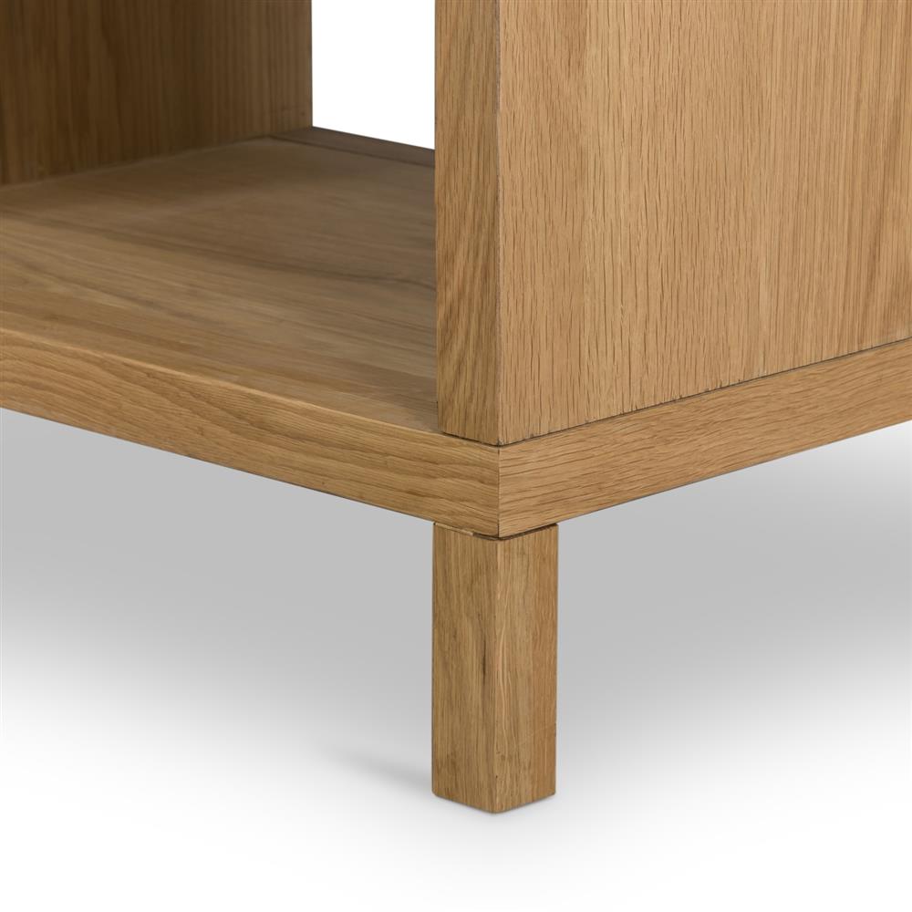 Allie Coastal Light Brown Oak Wood Nightstand|