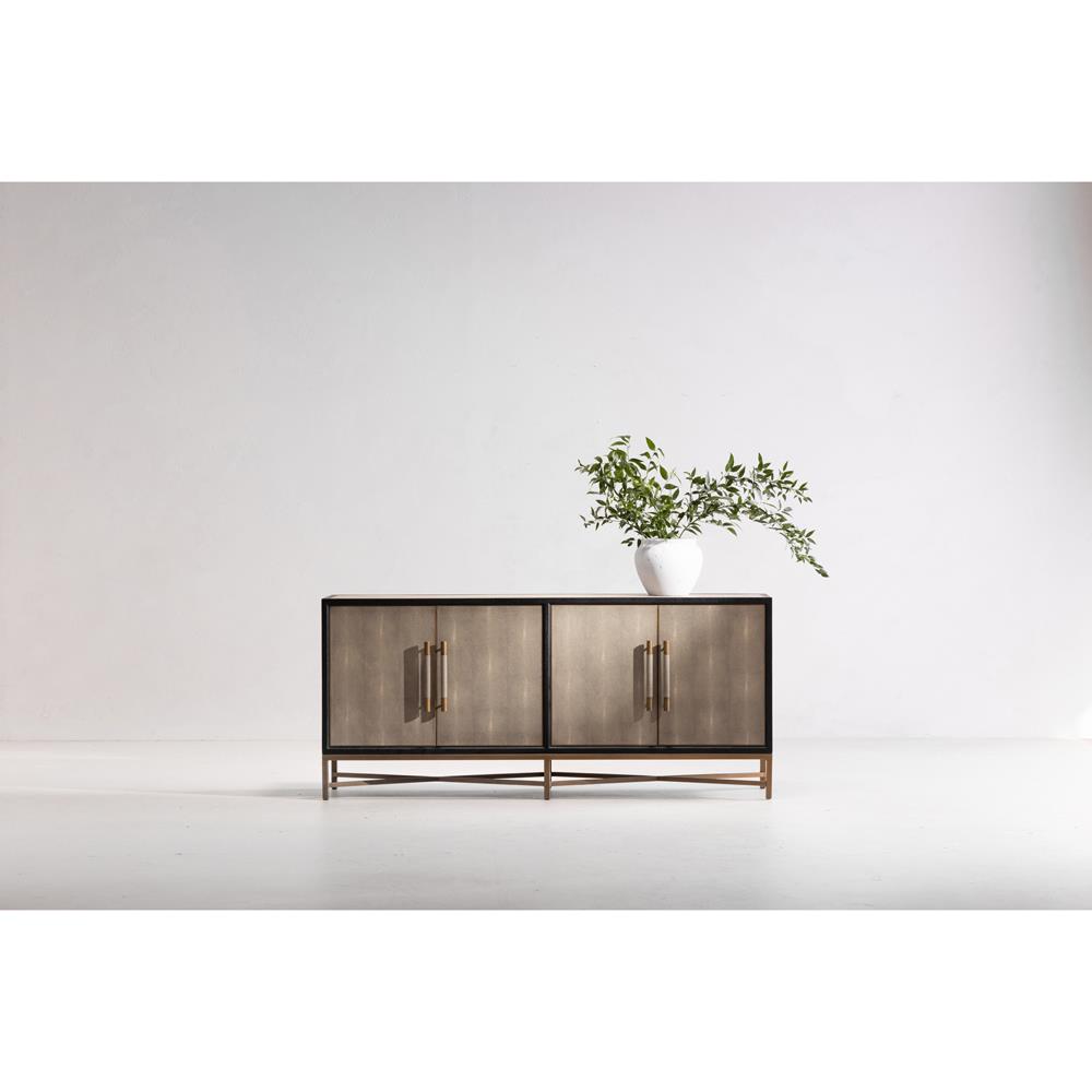 新品　REBECCA PINTO ラージウッドカフ　ブラウン　定価2万円 Myla Hollywood Grey Faux Shagreen Wrapped Oak Wood Brass Sideboard