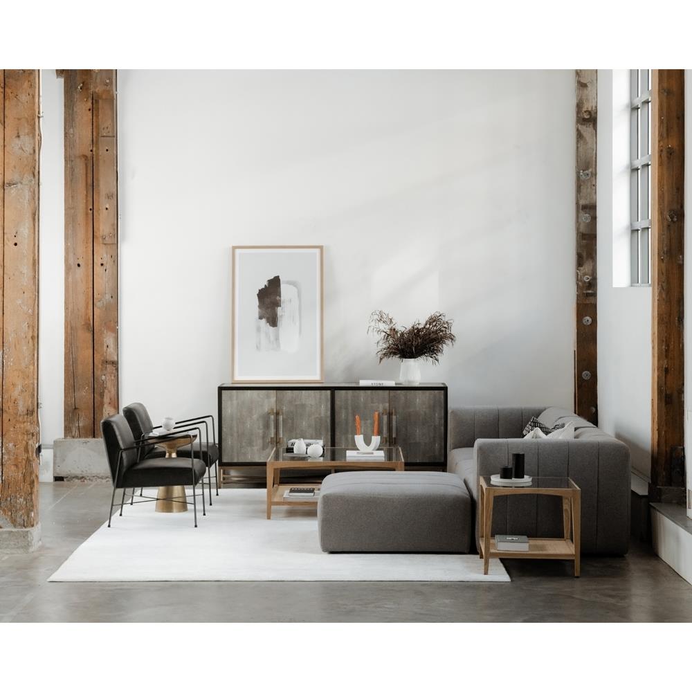 Myla Hollywood Grey Faux Shagreen Wrapped Oak Wood Brass Sideboard