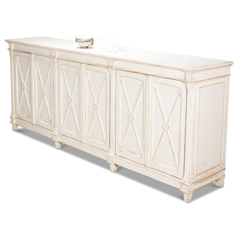 Margot French Country White Wash Reclaimed Wood Sideboard - 96
