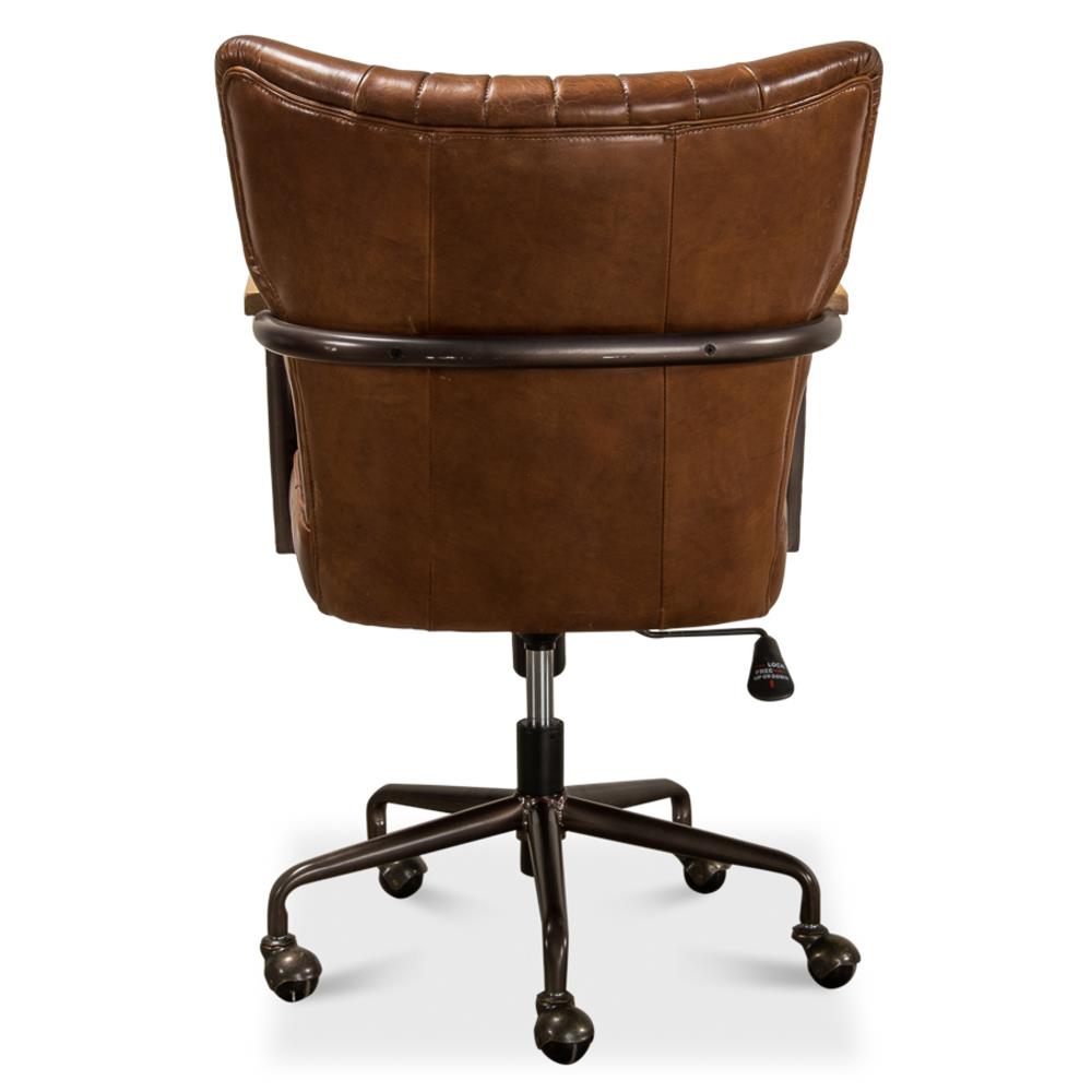 Eleanor Mid Century Modern Brown Leather Metal Base Swivel