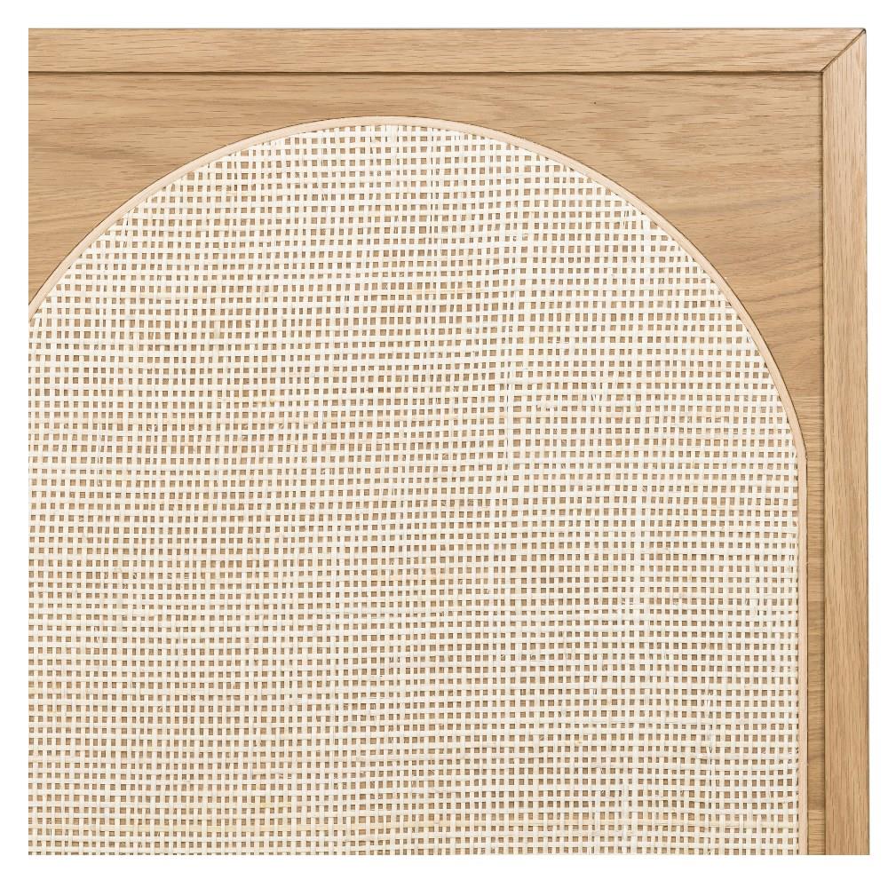 Allie Coastal Light Brown Oak Wood Natural Woven Cane Classic Bed - Queen|