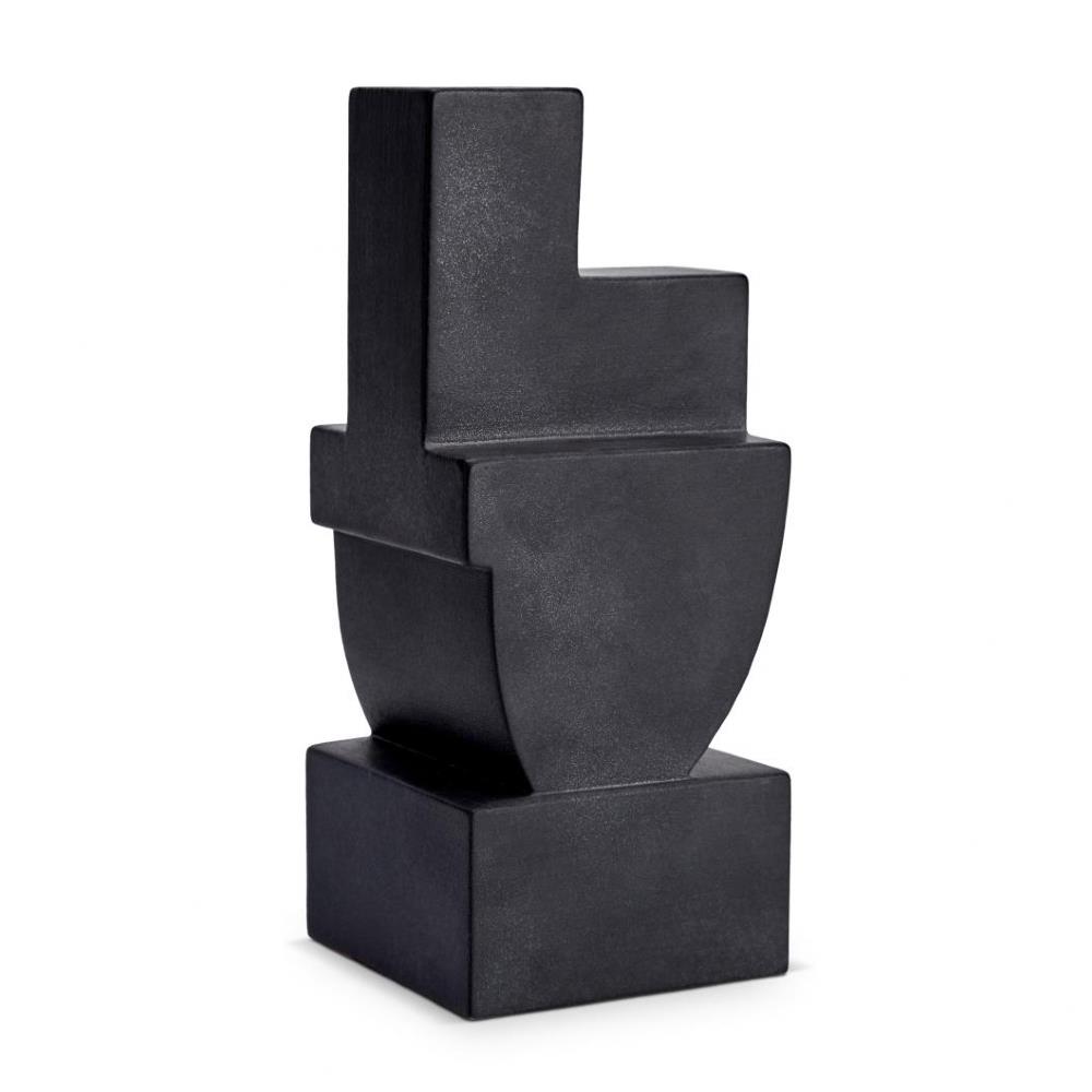 L'Objet Cubisme Industrial Loft Black Earthenware Textured Bookend Two|