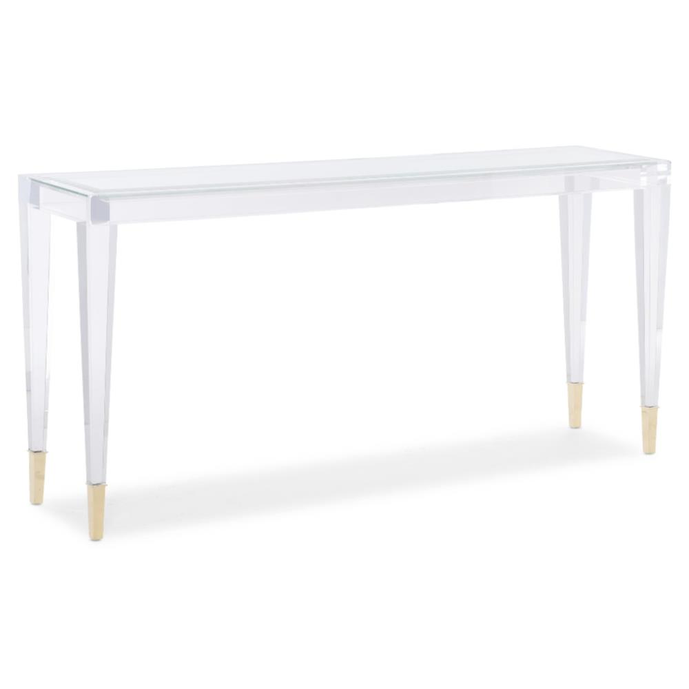 Ambrin Hollywood Regency Clear Acrylic Console Table|
