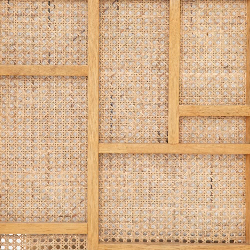 Jun Modern Cream Performance Upholstered Cushion Brown Wood Cane Arm Chair|