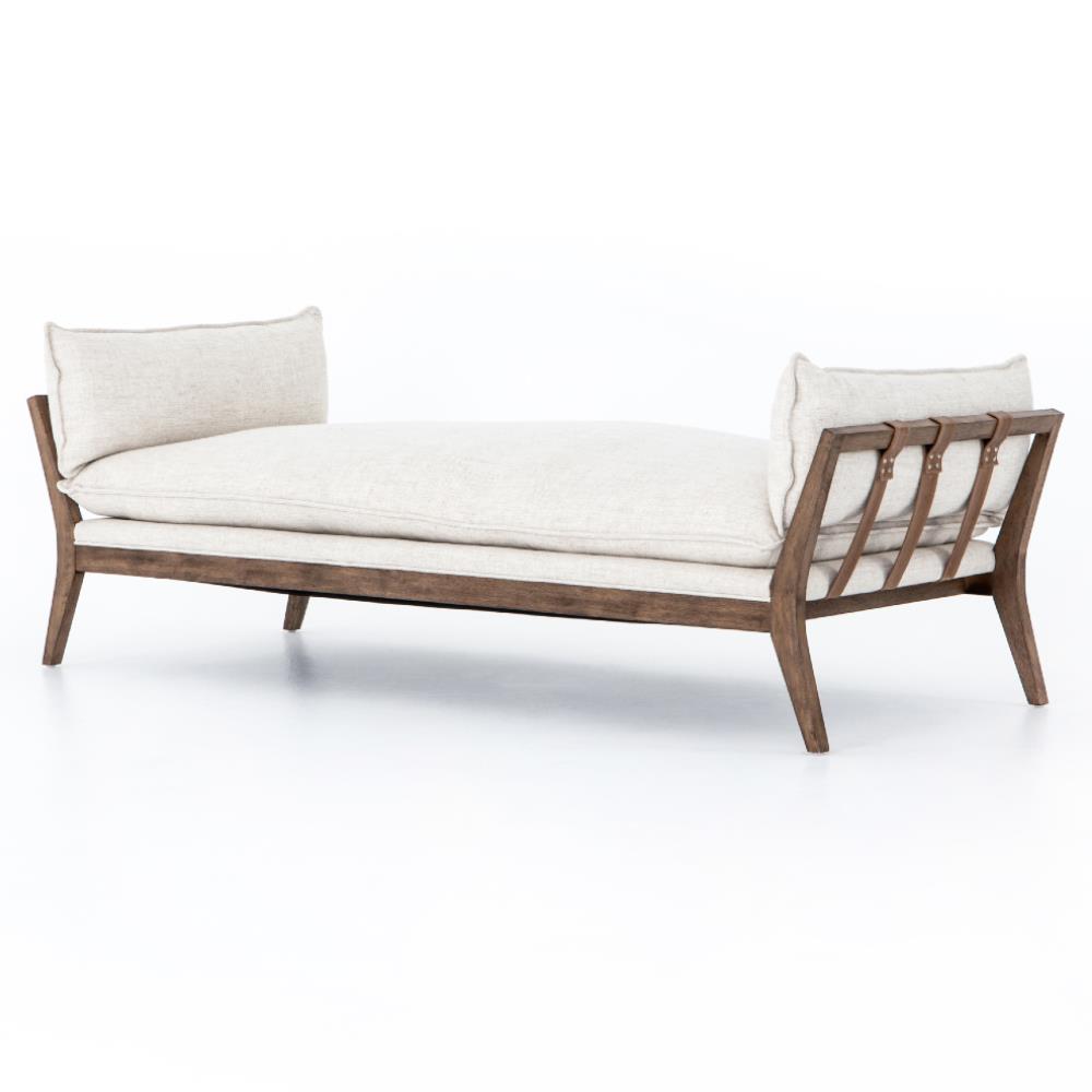 Tery Rustic Lodge Cream Performance Upholstered Brown Wood Daybed|