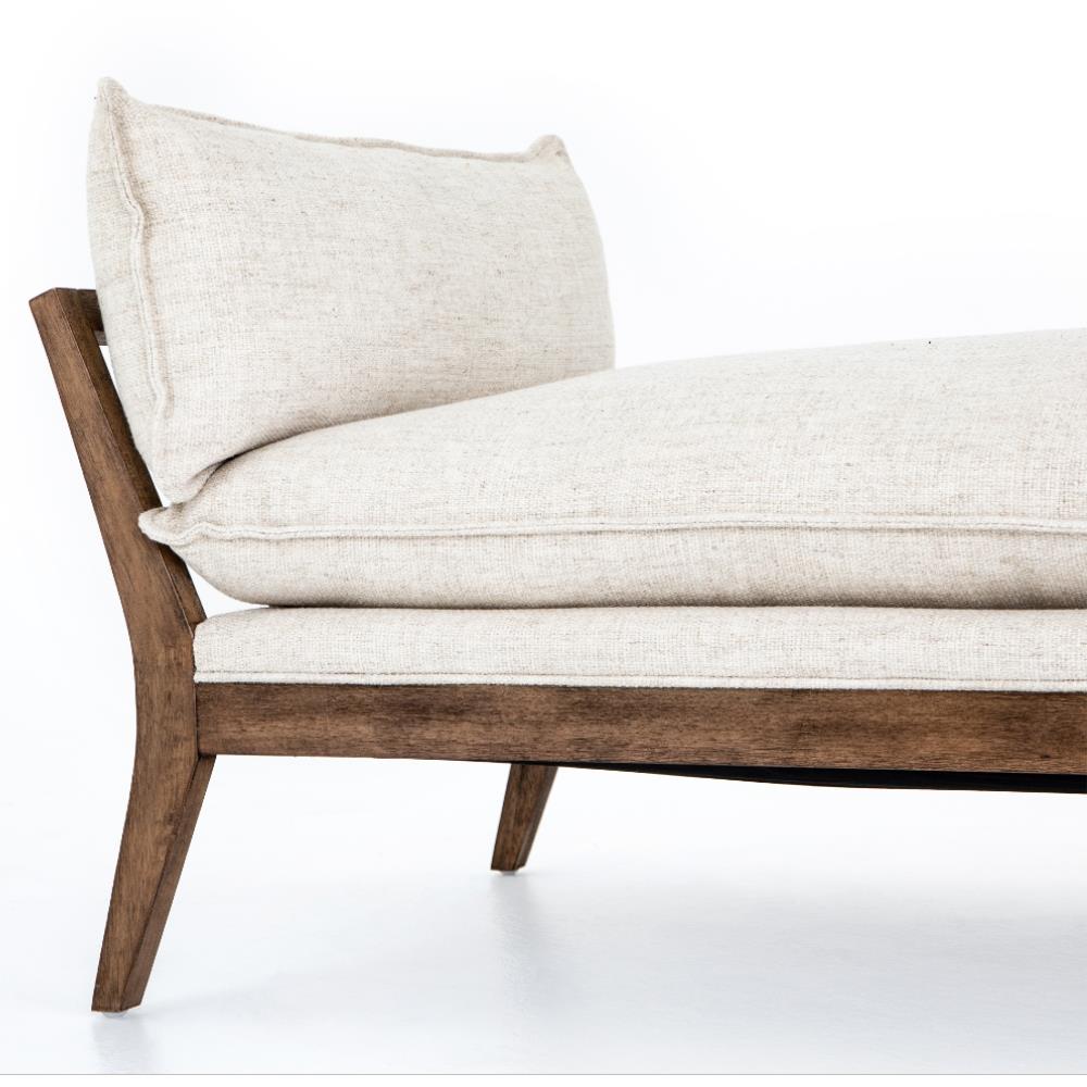 Tery Rustic Lodge Cream Performance Upholstered Brown Wood Daybed|