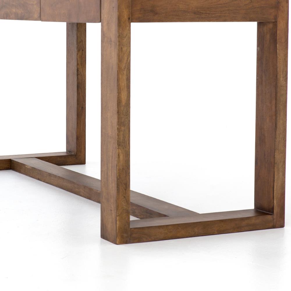 Tony Modern White Marble Tabletop Brown Acacia Wood 6 Drawer Kitchen Island|