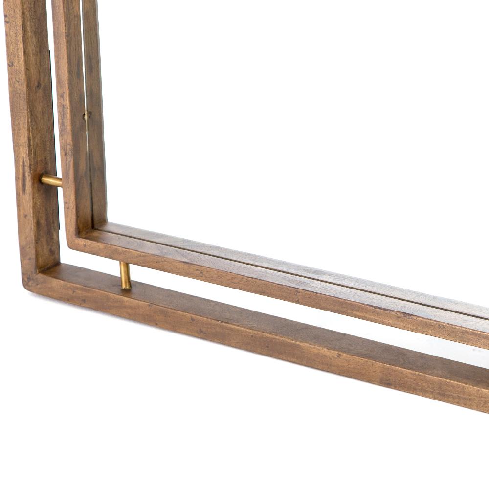 Belle Rustic Lodge Brass Acacia Wood Floor Mirror|