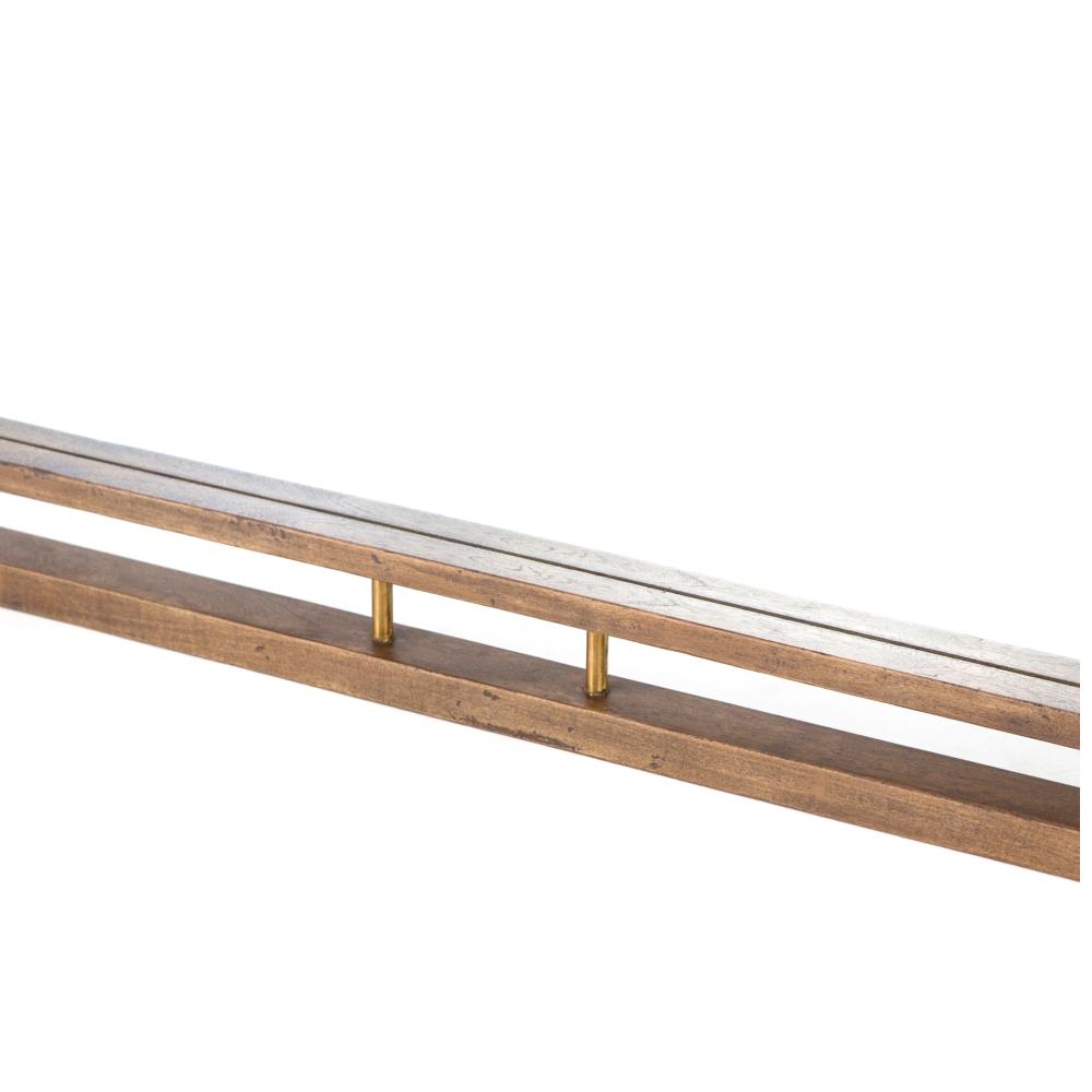 Belle Rustic Lodge Brass Acacia Wood Floor Mirror|