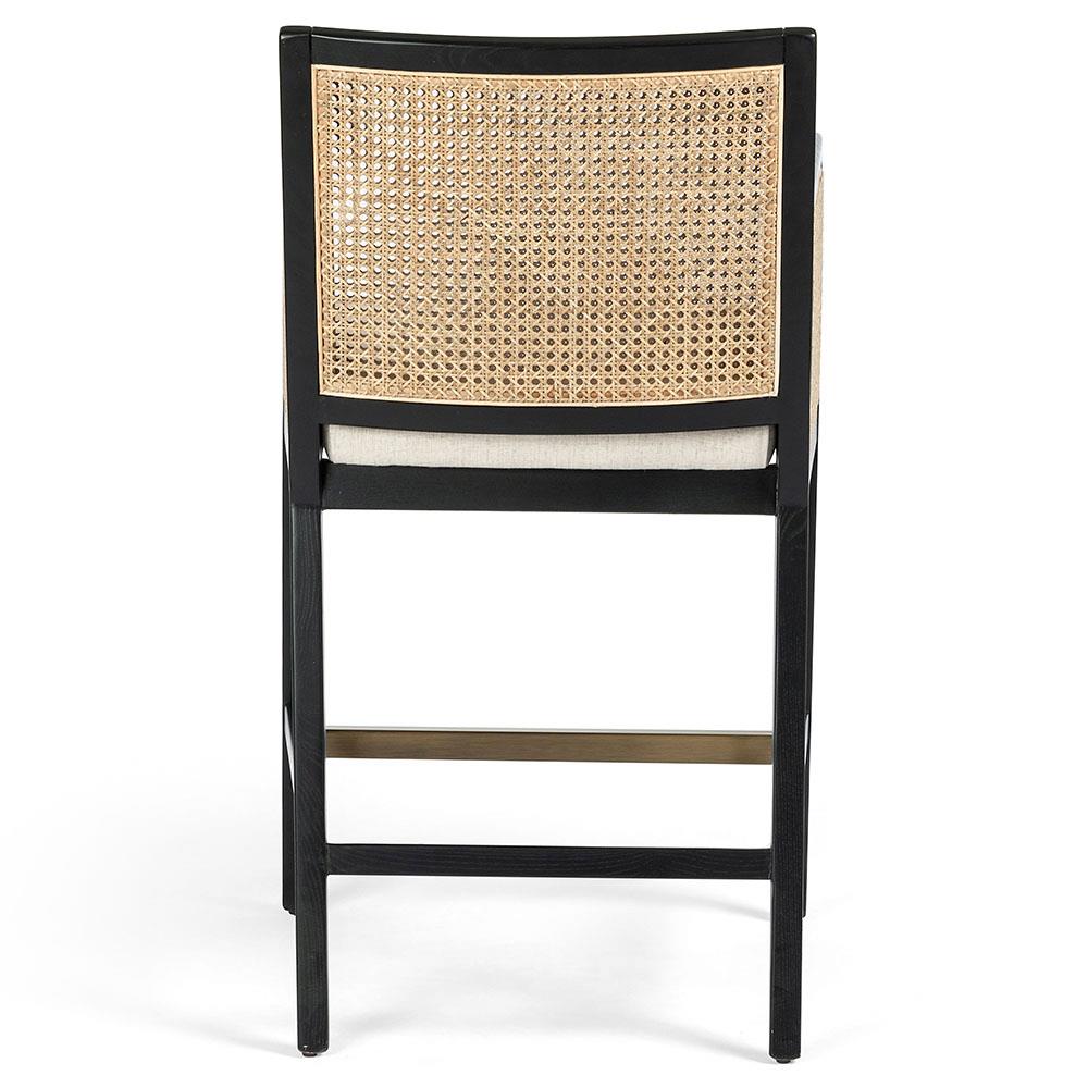 Annette Coastal Beach White Performance Ebony Oak Wood Counter Stool|