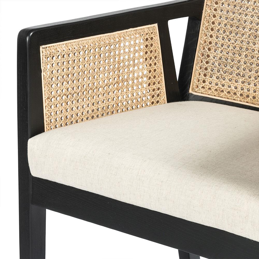 Annette Coastal Beach White Performance Ebony Oak Wood Counter Stool|