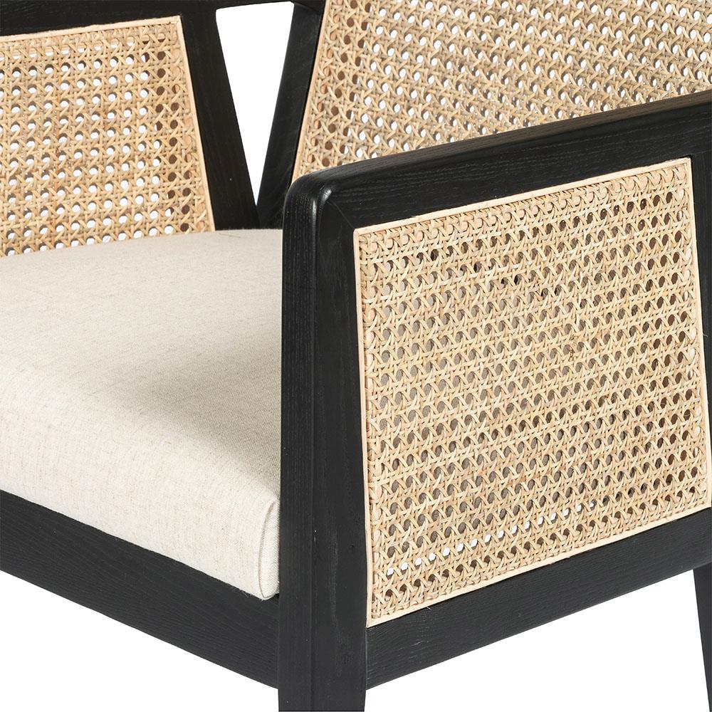 Annette Coastal Beach White Performance Ebony Oak Wood Counter Stool|