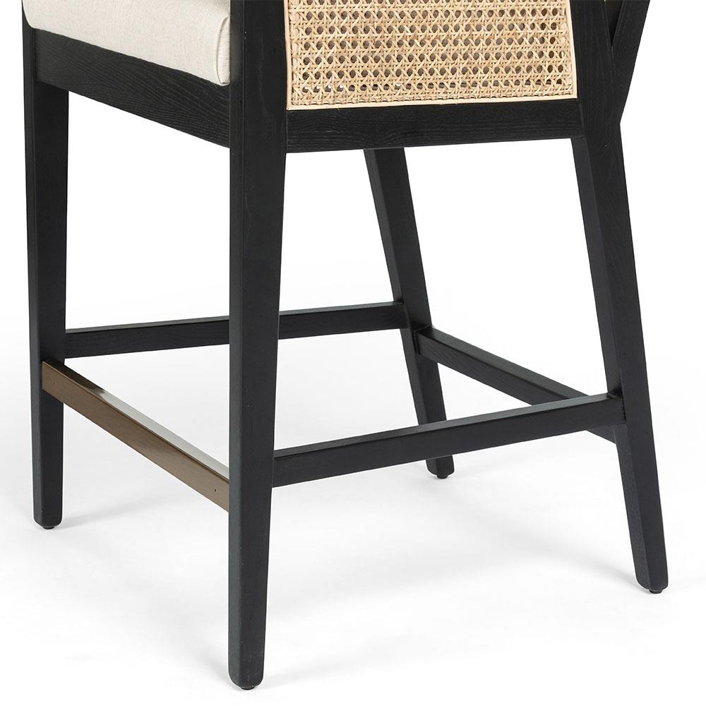 Annette Coastal Beach White Performance Ebony Oak Wood Counter Stool|