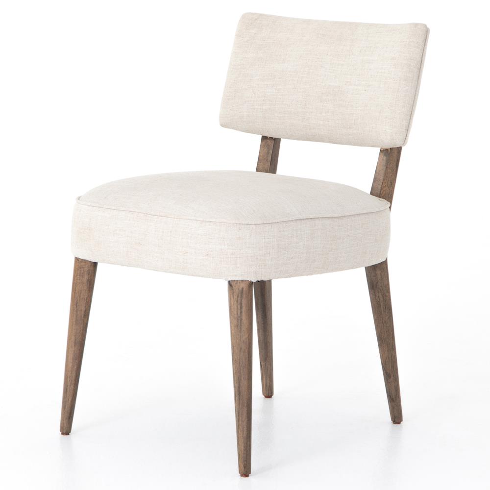Andy Modern Classic Ivory Performance Seat Brown Wood Dining