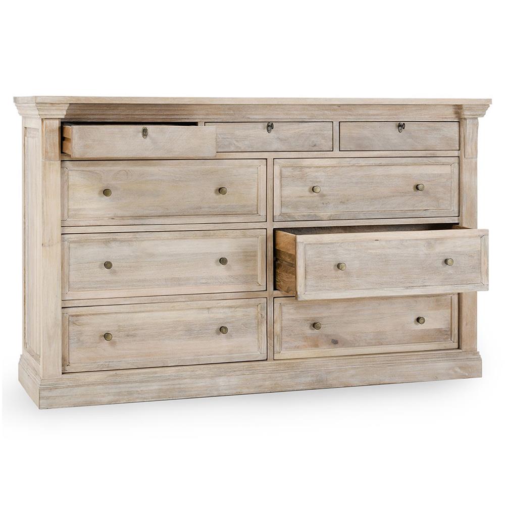 Melany French Country Natural White Wash Mango Wood Dresser|