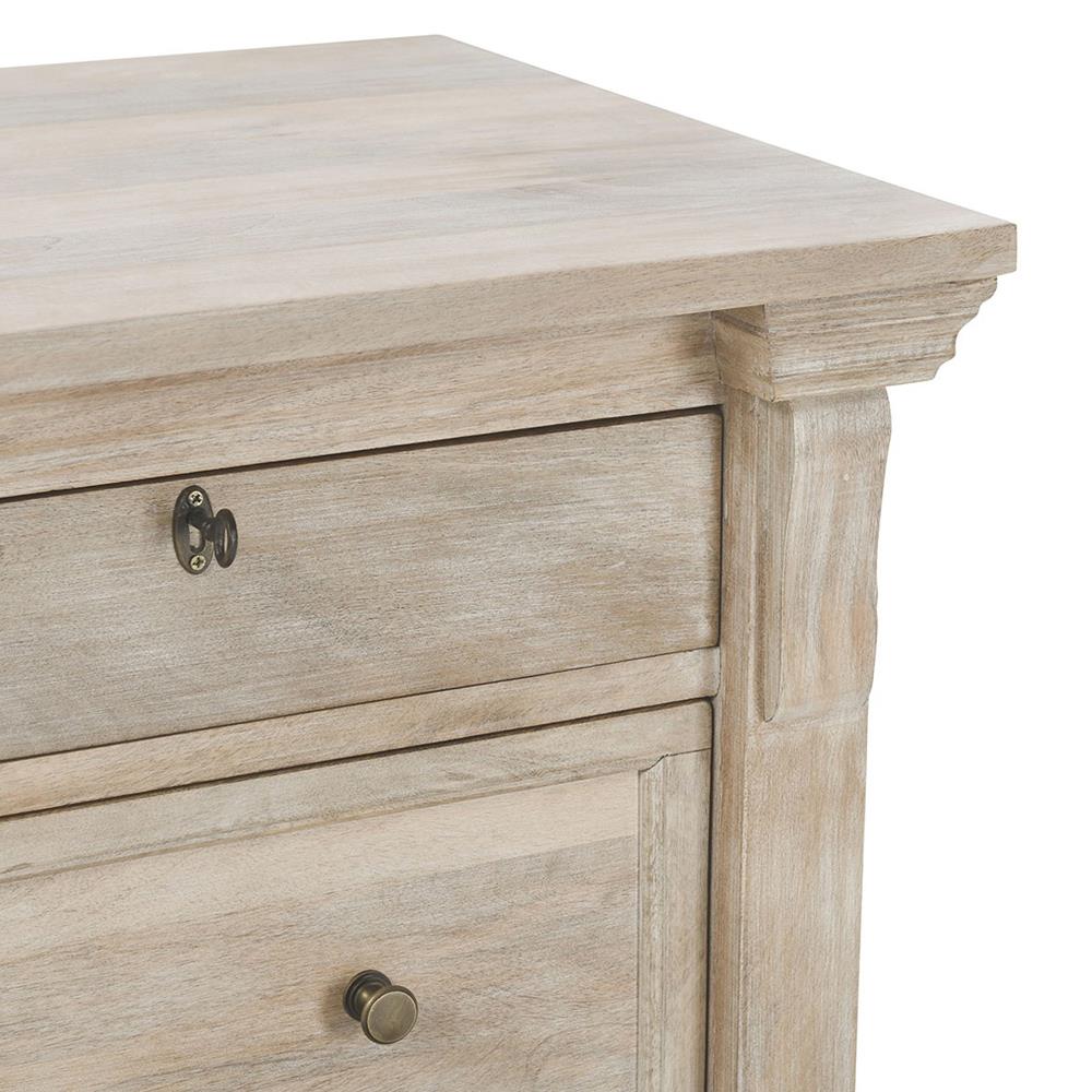 Melany French Country Natural White Wash Mango Wood Dresser|